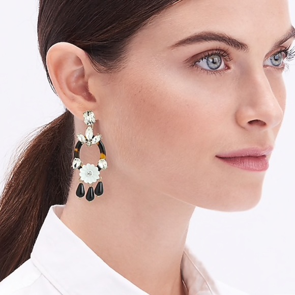 NWT J.Crew Tortoise & Diamond Earrings - Picture 4 of 4